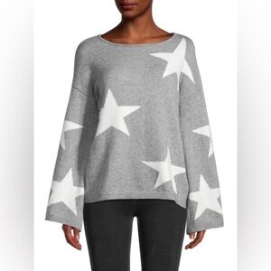 Stellah Star Intarsia Oversized Sweater Grey White SzM